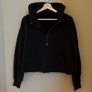 Black Lululemon Scuba Half Zip Cropped Hoodie